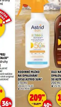 Penny Market Astrid sun rodinné mléko na opalování nabídka