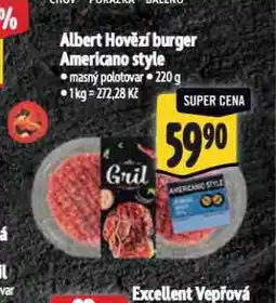 Albert Hovězí burger americano style nabídka