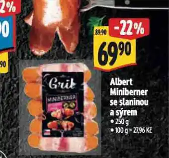 Albert Miniberner se slaninou a sýrem nabídka