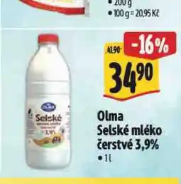 Albert Olma selské mléko čerstvé 3,9% nabídka