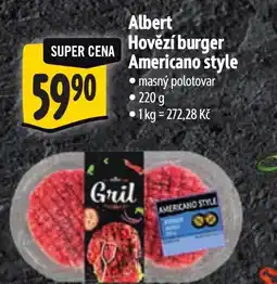 Albert Albert Hovězí burger Americano style nabídka