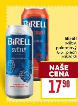Billa Birell světlý, polotmavý 0,51, plech nabídka
