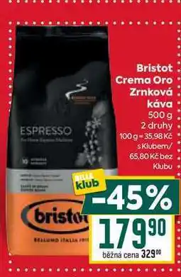 Billa Bristot Crema Oro Zrnková Káva 500 g nabídka