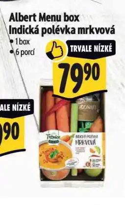 Albert Albert menu box indická mrkvová polévka nabídka
