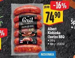 Albert Klobása chorizo bbq nabídka