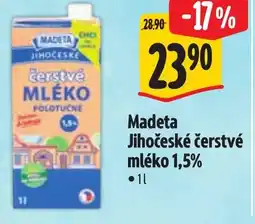 Albert Madeta Jihočeské čerstvé mléko 1,5% nabídka