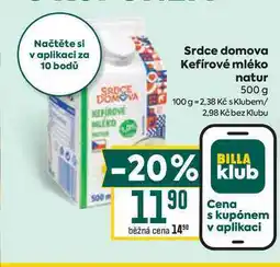 Billa Srdce domova Kefírové mléko natur 500 g nabídka