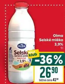 Billa Olma Selské mléko 3,9% 1l nabídka