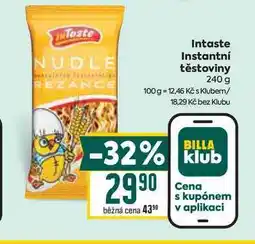 Billa Intaste Instantní těstoviny 240 g nabídka