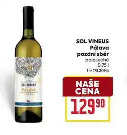 Billa SOL VINEUS Pálava pozdní sběr polosuché 0,75l nabídka