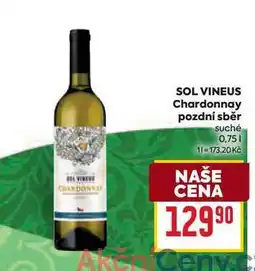 Billa SOL VINEUS Chardonnay pozdní sběr suché 0,75l nabídka