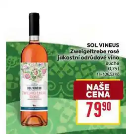 Billa SOL VINEUS Zweigeltrebe rosé jakostní odrůdové víno suché 0,75l nabídka