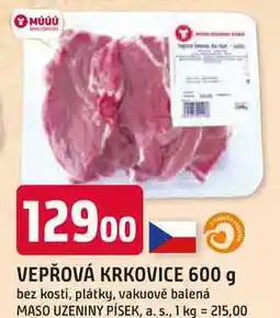 Trefa VEPŘOVÁ KRKOVICE 600 g bez kosti, plátky, vakuově balená nabídka