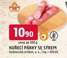 Trefa Vodňanské Kuře Kuřecí párky se sýrem 100g nabídka