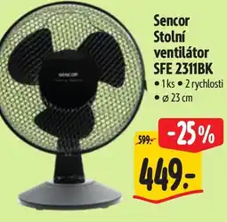Albert Sencor Stolní ventilátor SFE 2311BK nabídka