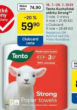 Tesco Tento Kuchyňské utěrky Strong, 2 role, 3 vrstvy nabídka