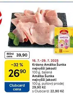 Tesco Krásno Amálka Šunka nejvyšší jakosti, 100 g nabídka