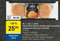 Tesco Tesco Grill Master Hamburgerové bulky sypané sezamovými semeny, 6x 53 g nabídka
