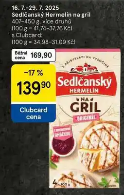Tesco Sedlčanský Hermelín na gril, 407-450 g nabídka