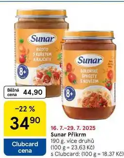 Tesco Sunar Příkrm, 190 g, více druhů nabídka