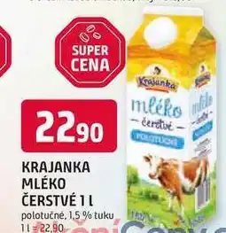 Trefa KRAJANKA MLÉKO ČERSTVÉ 1l polotučné, 1,5% tuku nabídka