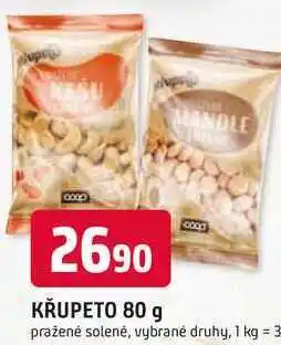 Trefa KŘUPETO 80 g pražené solenė mandle, vybrané druhy nabídka