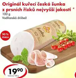 CBA Originál kuřecí česká šunka z prsních řízků nejvyšší jakosti, 100 g nabídka