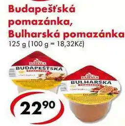CBA Budapešťská pomazánka, Bulharská pomazánka, 125 g nabídka