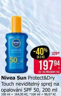 Teta Nivea Sun Protect&Dry Touch neviditelný sprej na opalování SPF 50, 200 ml nabídka