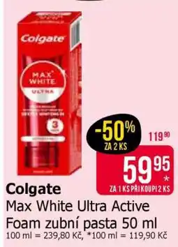 Teta Colgate Max White Ultra Active Foam zubní pasta 50 ml nabídka