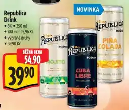 Albert Republica drink nabídka