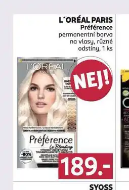 Rossmann Loreal paris preference permanentní barva na vlasy nabídka