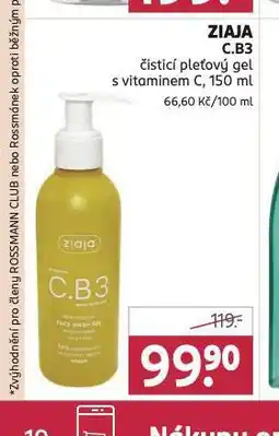 Rossmann Ziaja c.b3 čistící pleťový gel nabídka