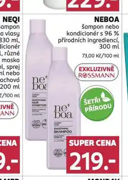 Rossmann Neboa šampon, kondicioner nabídka