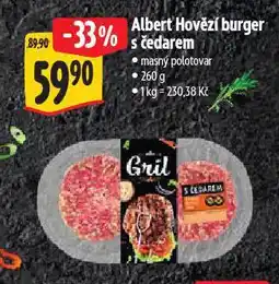 Albert Hovězí burger s čedarem nabídka