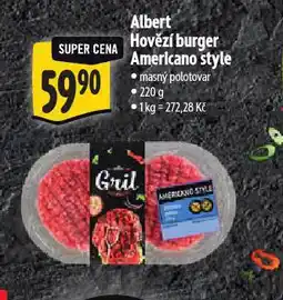 Albert Hovězí burger americano style nabídka
