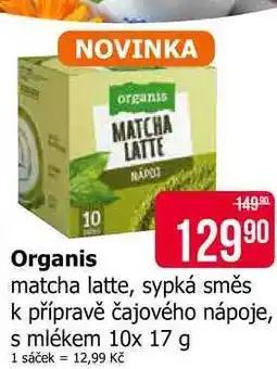 Teta Organis matcha latte, sypká směs k přípravě čajového nápoje, s mlékem 10x 17 g nabídka