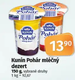 COOP TIP Kunín Pohár mléčný dezert nabídka