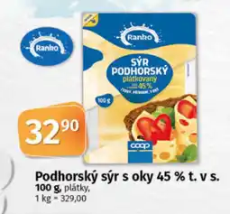 COOP TIP Podhorský sýr s oky 45 % t. v s. nabídka