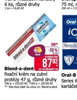 Teta Blend a dent fixační krém na zubní náhrady nabídka