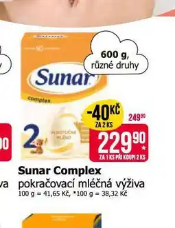 Teta Sunar complex pokračovací mléčná výživa nabídka