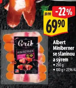 Albert Albert Miniberner se slaninou a sýrem nabídka