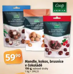 COOP TIP Mandle, kokos, brusnice v čokoládě nabídka