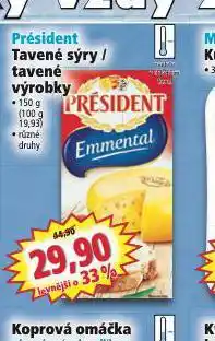Norma Président tavený sýry / tavené výrobky nabídka