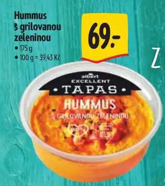 Albert Hummus $ grilovanou zeleninou nabídka