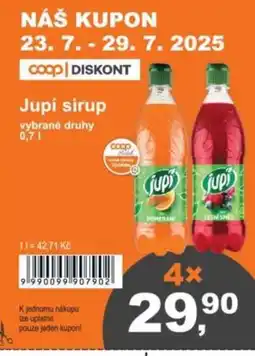 COOP DISKONT Jupí sirup nabídka