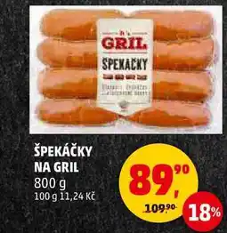 Penny Market ŠPEKÁČKY NA GRIL, 800 g nabídka