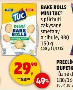 Penny Market BAKE ROLLS MINI TUC s příchutí zakysané smetany a cibule, 150 g nabídka