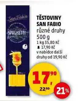 Penny Market TĚSTOVINY SPAGHETTI SAN FABIO různé druhy, 500 g nabídka