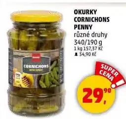 Penny Market OKURKY CORNICHONS PENNY různé druhy, 340/190 g nabídka